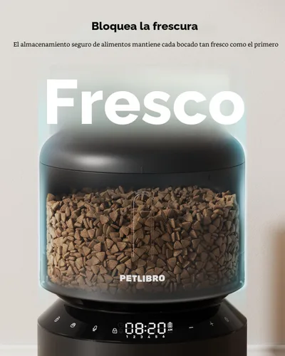 Vista 2 de PETLIBRO Comedero automático para gatos – Dispensador programable de alimentos para mascotas de 3 litros con almacenamiento hermético, control