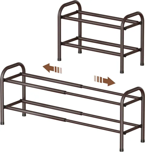 Vista 8 de Gonfoam Zapatero expandible de 2 niveles, estante ajustable para zapatos, organizador de almacenamiento de metal resistente, zapatero de pie