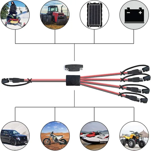 Vista 6 de OYMSAE Kit de cables de extensión SAE (1 a 4 de desconexión rápida) con inversor de polaridad - para baterías automotrices y paneles solares