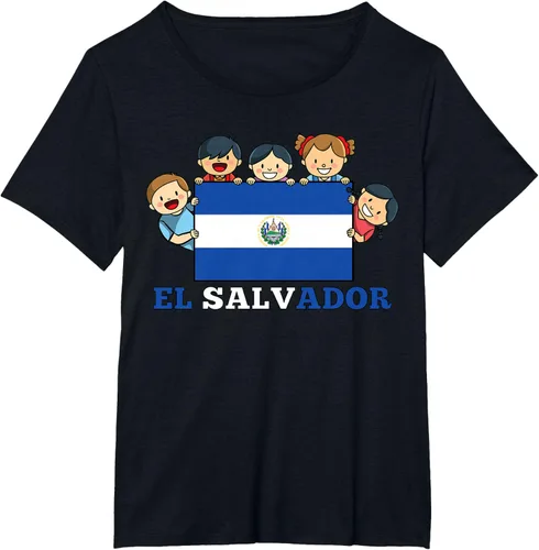 Vista 35 de Camiseta salvadoreña del Mes de la Herencia Hispana con la bandera de El Salvador para niños, Negro
