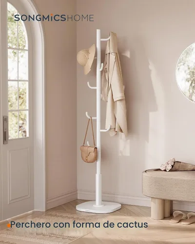 Vista 2 de SONGMICS - Perchero con forma de cactus, 8 ganchos resistentes, 69 pulgadas de alto Escudo de árbol independiente con extremos curvos, para ropa