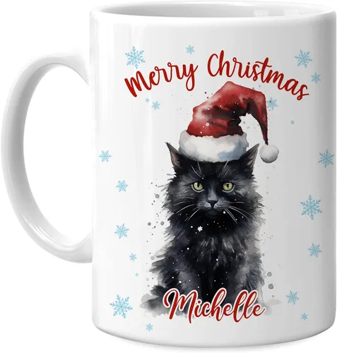 Vista 39 de Hyturtle Regalos personalizados para amantes de los osos – Taza de café de cerámica con nombre personalizado de oso con sombrero de Papá Noel