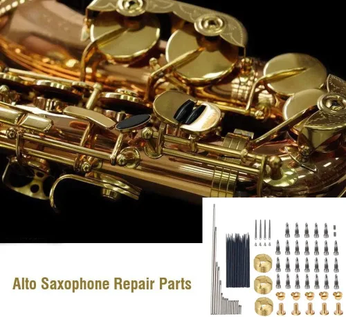 Vista 7 de Kits de reparación de saxofón Partes de instrumentos musicales de viento con rodillos, tuerca, tornillos de cola de rata, tornillos de cabeza
