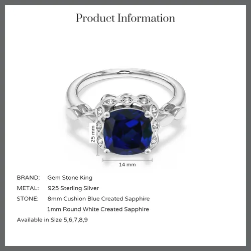 Vista 57 de Gem Stone King Anillo de compromiso de plata de ley 925 de 0.315 in con piedra natal y zafiro blanco creado Anillo de compromiso de boda