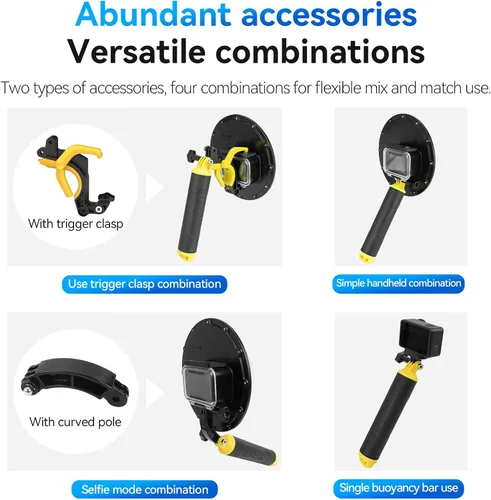 Vista 5 de TELESIN Puerto de cúpula impermeable para DJI Action 5 Pro Action 4 3 Cámara, carcasa subacuática con asa flotante, correa de muñeca para buceo