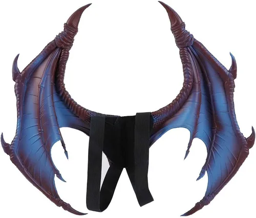 Vista 6 de Himine Alas de dragón Props Cosplay Wings Negro