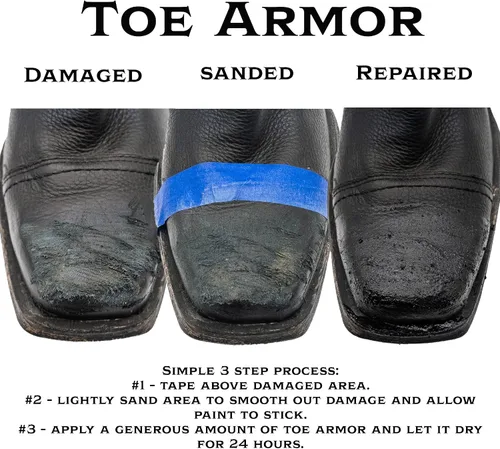 Vista 6 de Leather Hero Protector de botas de trabajo con cepillo para botas de trabajo con refuerzo de puntera - da vida extra a tus botas, 3 onzas