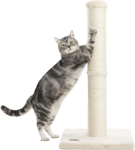 Vista 7 de Karolpar Poste rascador para gatos de 34 pulgadas con cuerda de sisal natural, 4.3 pulgadas de diámetro grande, árbol rascador para gatos de Beige