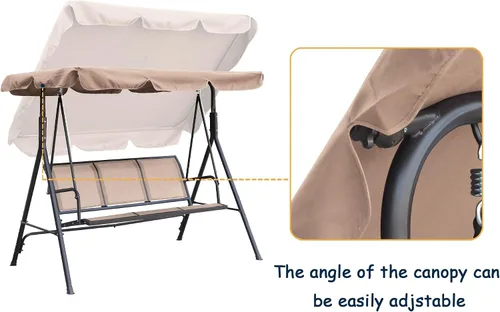 Vista 5 de Clihome Juego de columpios de lujo para porche al aire libre, columpios para 3 personas para columpios exteriores al aire libre para adultos, toldo