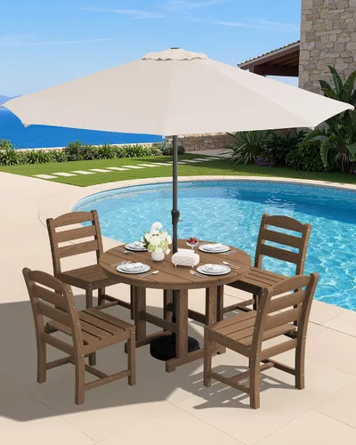 Vista 39 de SERWALL Juego de sillas de comedor Adirondack para exterior, conjunto de 2, sillas de patio de HDPE resistentes a todo clima, color negro