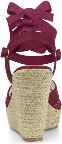 Vista 3 de Allegra K Sandalias de cuña con cordones para mujer