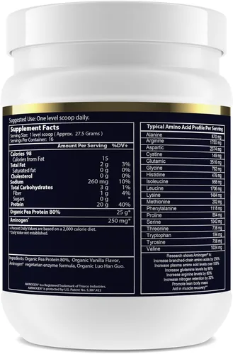 Vista 2 de Paradise Herbs Proteína de guisante en polvo, orgánica, keto, paleo, vegano, sin OMG, sin gluten, sin sabor, 15 porciones, 450 g (15.87 oz)
