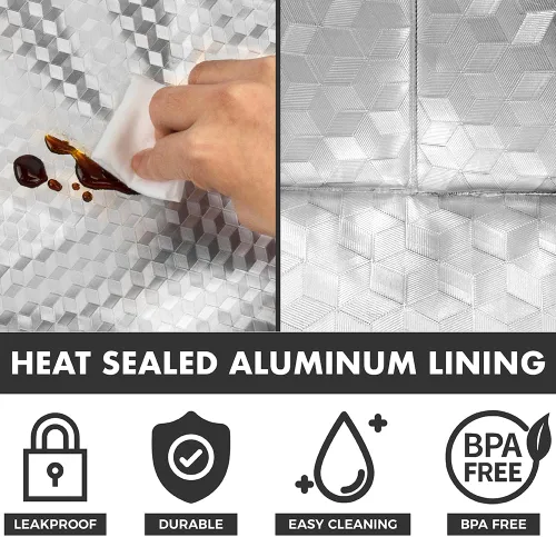 Vista 5 de opux - Lonchera aislada para niños y adultos, bolsa de almuerzo a prueba de fugas para niños, niñas, hombres y mujeres, lonchera reutilizable y Negro