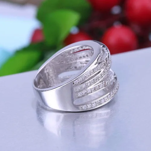 Vista 4 de Anillo de boda de lujo, joyería de compromiso con circonitas AAA para mujer, Anel Joyas, Anillos y Anillos