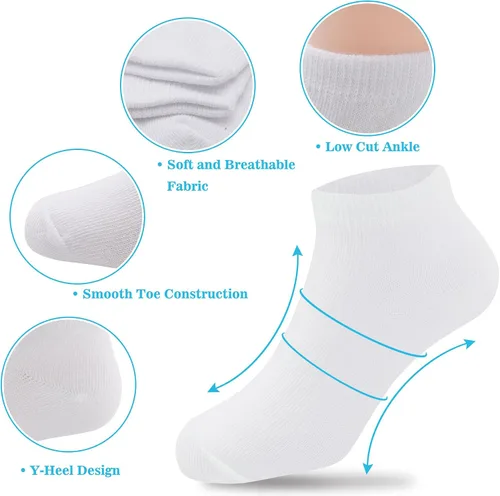 Vista 3 de Duufin 12 pares de calcetines deportivos para niños pequeños, calcetines atléticos de corte bajo, calcetines de media amortiguación para niños