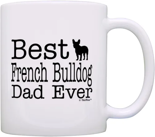 Vista 15 de ThisWear Dog Owner Gifts Best French Bulldog Dad Ever Paw Pattern Gift - Taza de café de cerámica de 11 onzas con mango y patrón de hueso