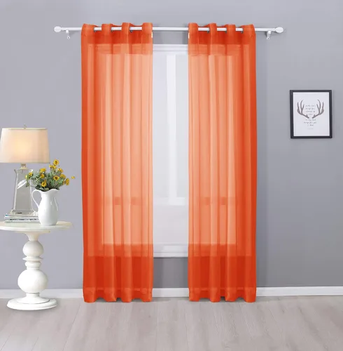 Vista 11 de Interior Trends Ariana - Juego de 2 cortinas de gasa transparente totalmente cosida con ojales (63 pulgadas de largo, beige)
