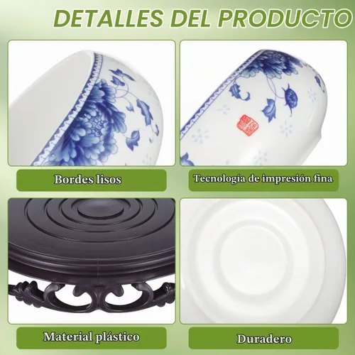 Vista 4 de Yardwe Maceta Lotus con soporte, maceta de cerámica para lirio de agua, narciso, plantas hidropónicas, suculentas, decoración de jardín de oficina