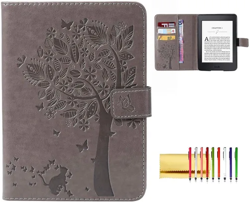 Vista 26 de Funda tipo libro para Kindle Paperwhite de 10ª/7ª/6ª/5ª generación, funda protectora ligera con ranuras para tarjetas, encendido automático