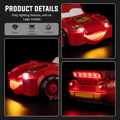 Vista 3 de Nitemode Kit de luces para LEGO 77255 Lightning McQueen, solo luces