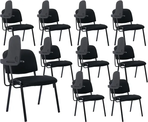Vista 8 de Shunzhi Juego de 5 sillas de sala de espera apilables para sala de conferencias, silla de invitados con brazo para tableta para sala de descanso