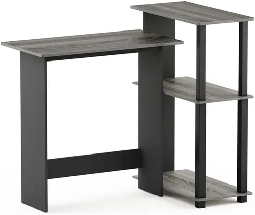 Vista 8 de Furinno Abbott - Escritorio esquinero para computadora con estantería, americano/cromado