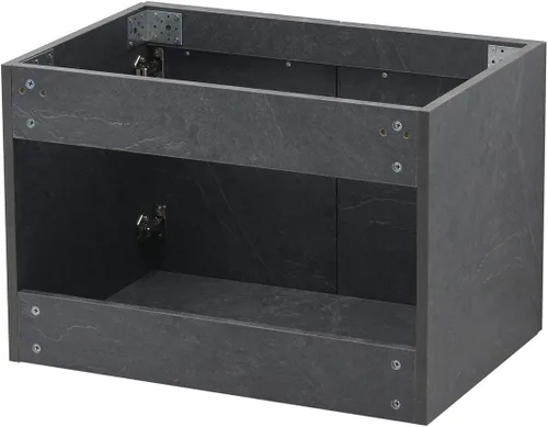 Vista 5 de Juego de lavabo flotante para montaje en pared, color gris pizarra oscura, fregadero de cerámica para encimera de piedra plana blanca, 24 pulgadas