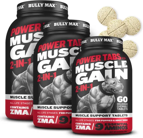 Vista 9 de Comprimidos masticables Bully Max 2 en 1 para construcción muscular para perros - Vitaminas y suplementos para cachorros y perros, suplementos