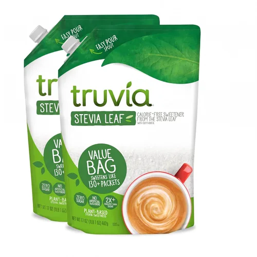 Vista 5 de Truvia Edulcorante marrón con cuchara, hoja de stevia, tarro de 9.8 onzas