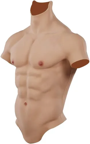 Vista 2 de EQAIWUJIE Chaleco de silicona para el pecho de los músculos abdominales de silicona suave grande bronceado