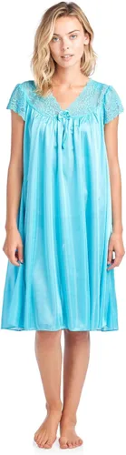 Vista 4 de Casual Nights Camisón de tricot sedoso con cuello de encaje para mujer