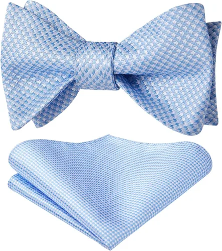 Vista 176 de HISDERN Pajaritas para hombre, diseño de lunares, corbatín y bolsillo cuadrado, clásico, esmoquin de negocios, boda, pajaritas, pañuelo