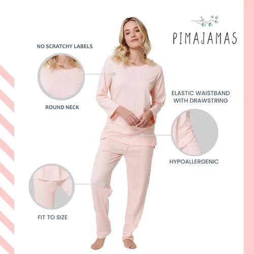 Vista 6 de Pima - Pijama de algodón peruano para mujer conjunto de pijama de lujo para mujer pijama súper suave 100 algodón pima