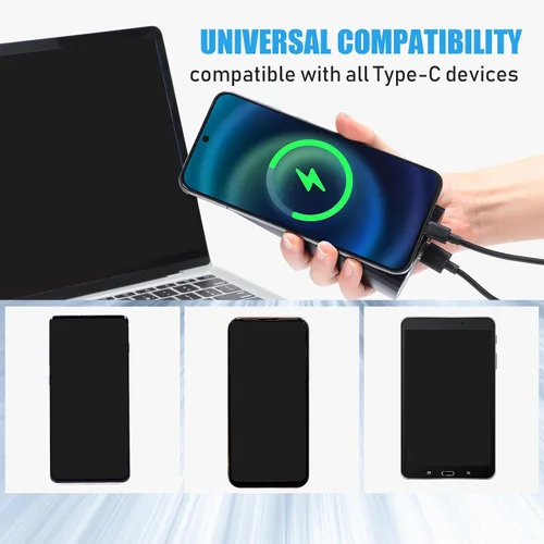 Vista 6 de Kanayu Paquete de 50 cables USB tipo C a granel, cable de carga rápida negro de 3.3 pies, cable de carga 3A compatible con teléfonos y tabletas