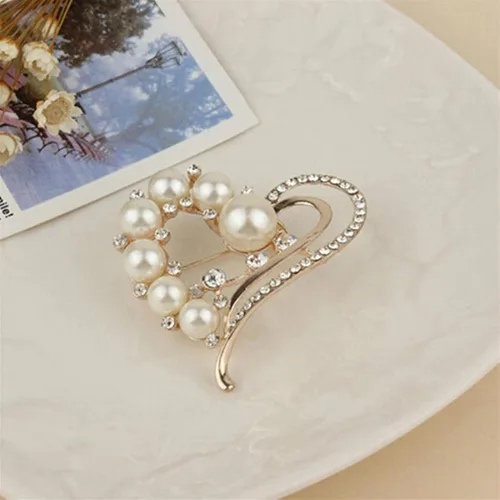 Vista 7 de Journey Studio - Broche de corazón con diamantes de imitación de perlas de diamantes de imitación broche de bufanda de corazón para mujer accesorios