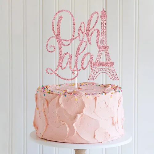 Vista 6 de Ooh LaLa - Decoración para tartas con purpurina rosa de doble cara