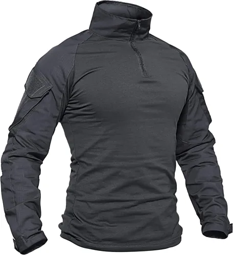 Vista 8 de TACVASEN Camisa táctica de combate de manga larga para hombre con Verde militar
