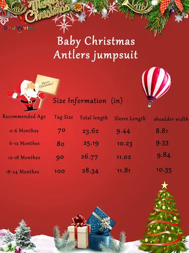 Vista 4 de CMJYYHKY My Frist Christmas Baby Plaid Clothes Cute Infant One Piece Romper Antlers Christma Toddler Outfits