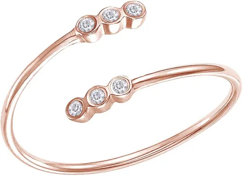 Vista 3 de Samaira Jewelry Bisel Natural Diamond Accent Bypass Anillo apilable ajustable en plata de ley 925 chapada en oro de 14 quilates para mujer