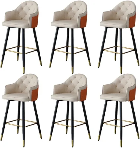 Vista 13 de Silla de bar, taburete de bar Glam con respaldo bajo, taburete tapizado para mostrador para Bristol (beige, taburete de 1 mostrador