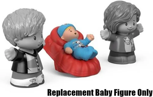 Vista 3 de Pieza de repuesto para la familia Fisher-Price Little People Big Helpers - FRM72 ~ Figura de bebé de repuesto en traje de panda azul y canasta roja
