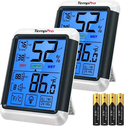 Vista 11 de ThermoPro TP55 - Higrómetro digital de interior, termómetro de 4 pulgadas con pantalla táctil y retroiluminación, termómetro de habitación / medidor