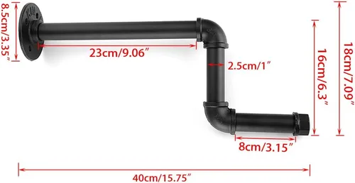 Vista 2 de Sumnacon Barra de ropa industrial de 15.3 pulgadas, perchero de hierro rústico con tornillos, resistente soporte para ropa de tubería