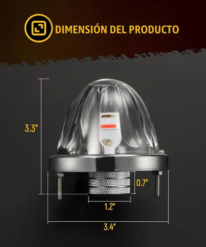 Vista 5 de Partsam 2 piezas de luces de sandía de vidrio [patentado] con lente transparente roja, luces indicadoras de giro LED laterales con bisel de Rojo