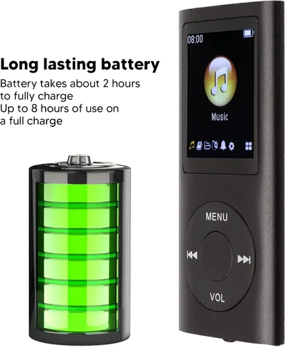 Vista 2 de Reproductor de MP3, reproductor de MP3 digital portátil sin pérdidas con auriculares, reproductor de MP4, 8 horas de reproducción, batería de 200