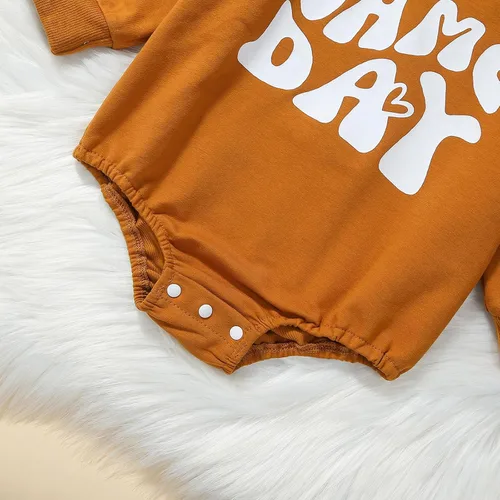 Vista 5 de BOIBOKOKO Traje de fútbol para recién nacido, niña, niño, sudadera para el día de juego, mameluco de manga larga, ropa de otoño e invierno