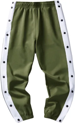Vista 6 de Pantalones deportivos de baloncesto para hombre, pantalones de baloncesto con abertura alta, botones a presión, pantalones sueltos para correr