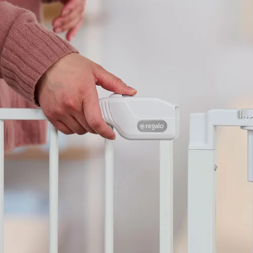 Vista 5 de Regalo Puerta de bebé configurable súper ancha de 76 pulgadas, incluye 4 paquetes de soportes de pared y accesorios