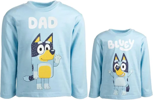 Vista 2 de Bluey Bingo Chilli Mom Bandit Dad Long Sleeve Matching Family T-Shirt Toddler to Adult