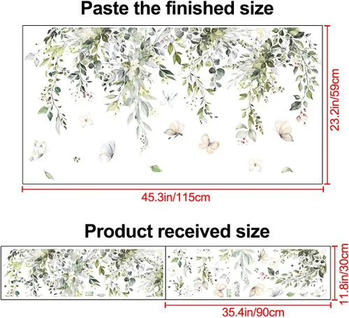 Vista 2 de Amaonm - Calcomanías de pared creativas extraíbles para colgar hojas verdes y vides, calcomanías de pared 3D para el hogar, esquina de pared
